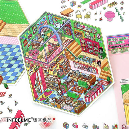 【Japanese Style】3D DIY Sticker - 4 Scene Stickers (18*25cm)