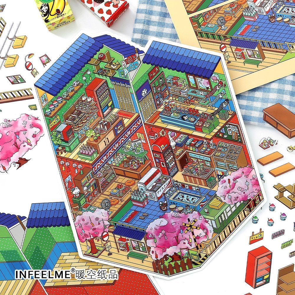 【Japanese Style】3D DIY Sticker - 4 Scene Stickers (18*25cm)