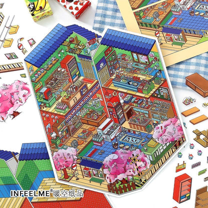 【Japanese Style】3D DIY Sticker - 4 Scene Stickers (18*25cm)