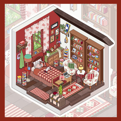 New Cozy Room 3D DIY Miniature Sticker -- 4 Scene Stickers