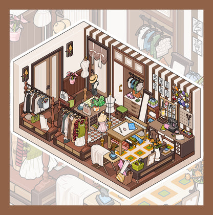 New Cozy Room 3D DIY Miniature Sticker -- 4 Scene Stickers
