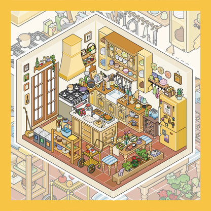 New Cozy Room 3D DIY Miniature Sticker -- 4 Scene Stickers