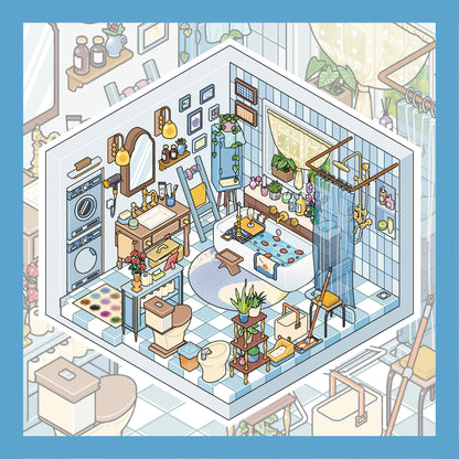 New Cozy Room 3D DIY Miniature Sticker -- 4 Scene Stickers