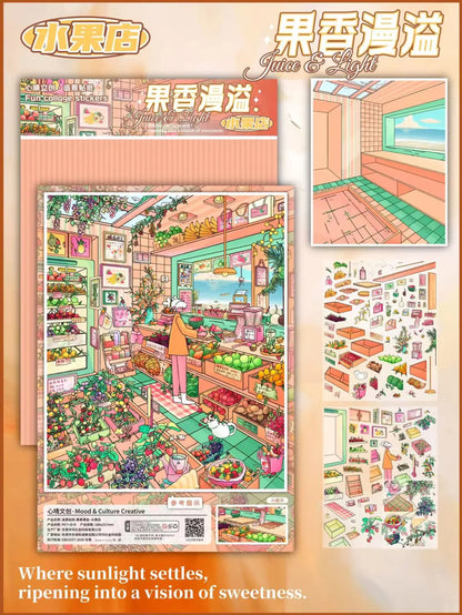 【Colorful Stores】All in 5 sets - Colorful Beautiful Scene Stickers (18*25.7cm)