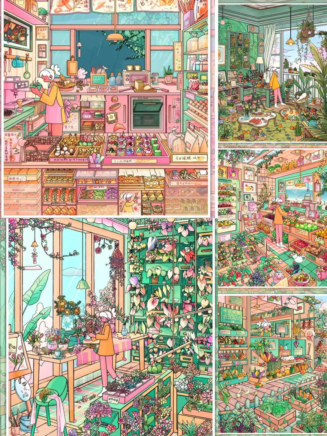 【Colorful Stores】All in 5 sets - Colorful Beautiful Scene Stickers (18*25.7cm)